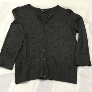 Cardigan sweater with polka dots